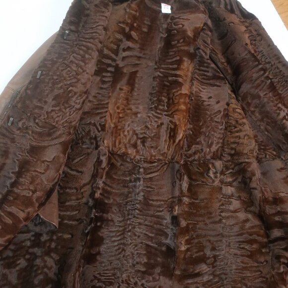 Womens Georgeou Westchester Brown Fur Lined Leather Vintage Midi Coat 40 US/M - Picture 11 of 16